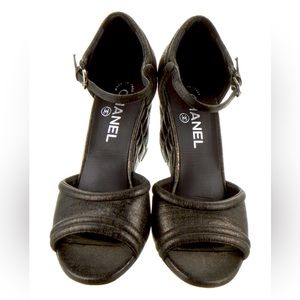 Chanel Interlocking CC Wedge w/Faux Pearl Accents